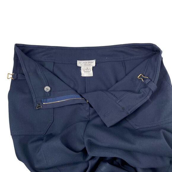 St. John high rise belted designer pants Size 8 navy blue - Picture 6 of 11